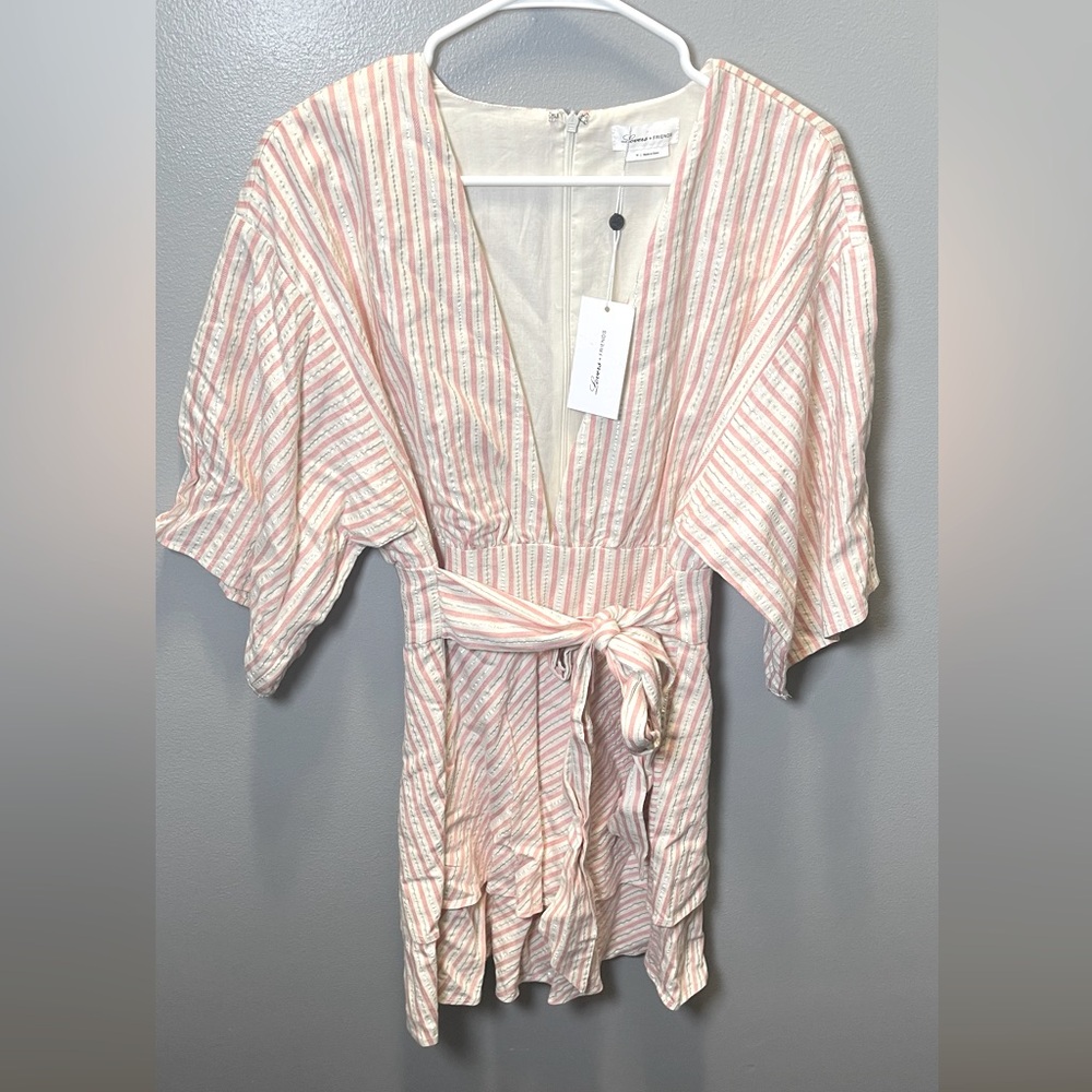 Lovers & Friends NEW Women's‎ Hazen Mini Dress Blush Striped Size Medium - Picture 2 of 5